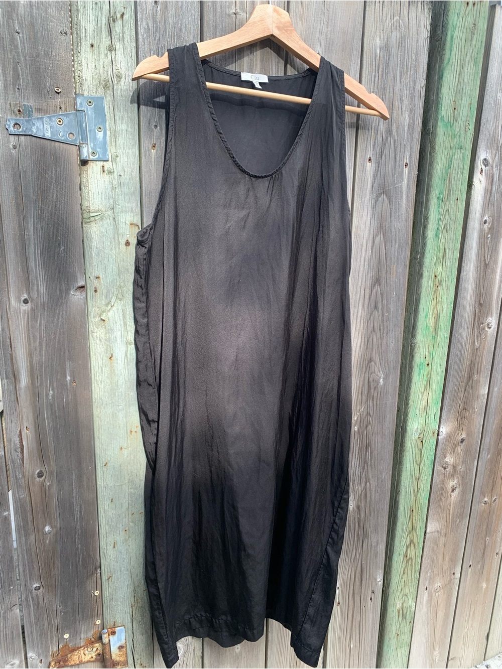 DraftClu Black Silk and coton Sleeveless Midi Dress - Size L